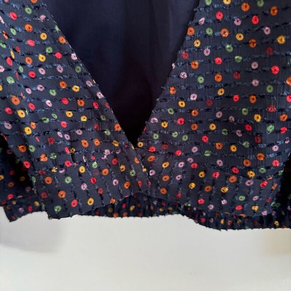 Women's Navy Polka Dot Blouse - Picture 11 of 14